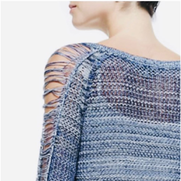 IRO Yana Open Knit Shredded Sleeve Sweater Size XS - Picture 10 of 11